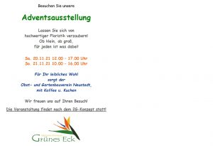 Mehr über den Artikel erfahren Große Adventsausstellung